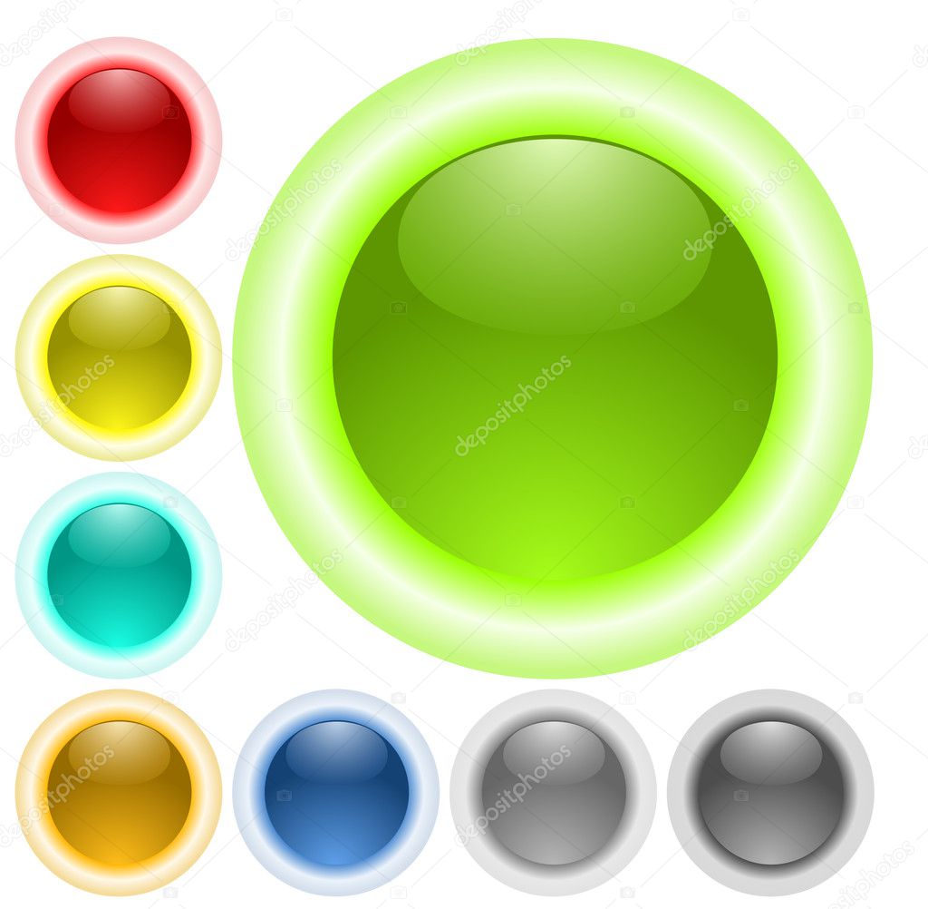 Glass neon glow buttons