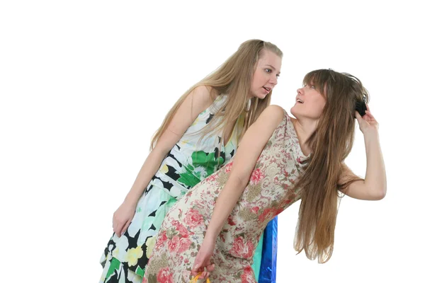 Két gyönyörű lányok vásárlás — Stock Fotó