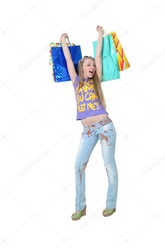 The beautiful girl with purchases