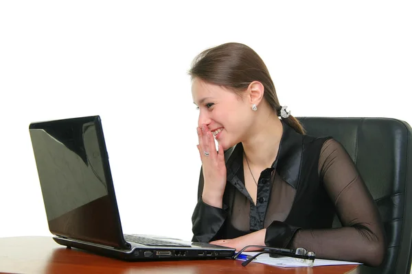 Az üzleti nő a laptop — Stock Fotó