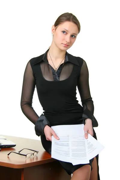 Obchodní žena s notebookem — Stock fotografie