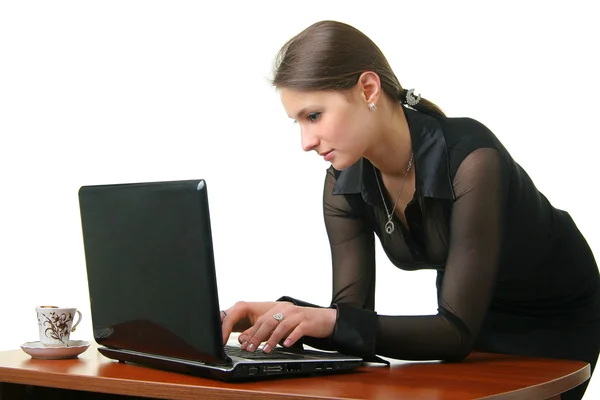 笔记本电脑业务的女人 — 图库照片