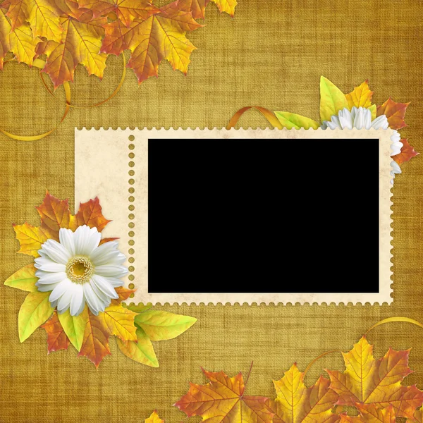 Φθινόπωρο κάρτα για τις διακοπές με φύλλα — Φωτογραφία Αρχείου