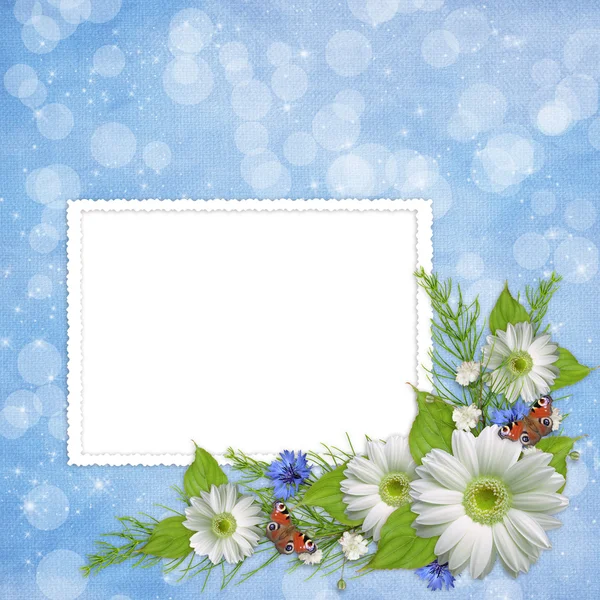Κάρτα για τις διακοπές με λουλούδια — Φωτογραφία Αρχείου
