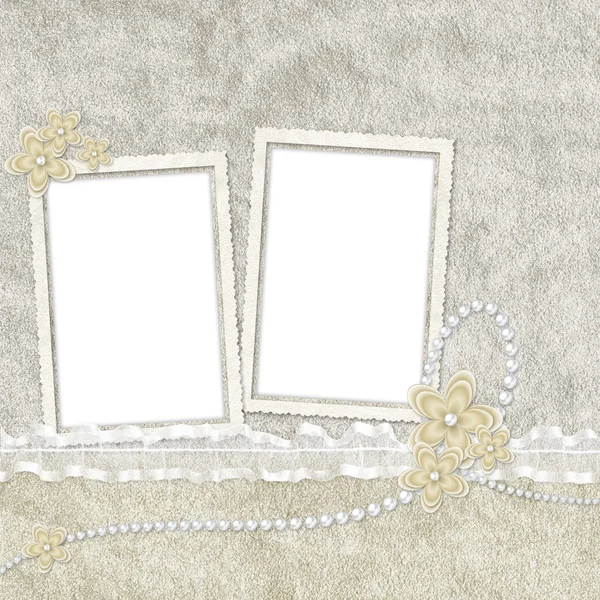 Ročník kartu z květů a pearl — Stock fotografie