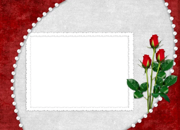 Karta pro dovolenou s červenou růží — Stock fotografie