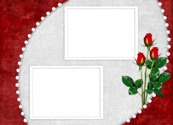 Card for the holiday with red rose — Stock Photo, Image