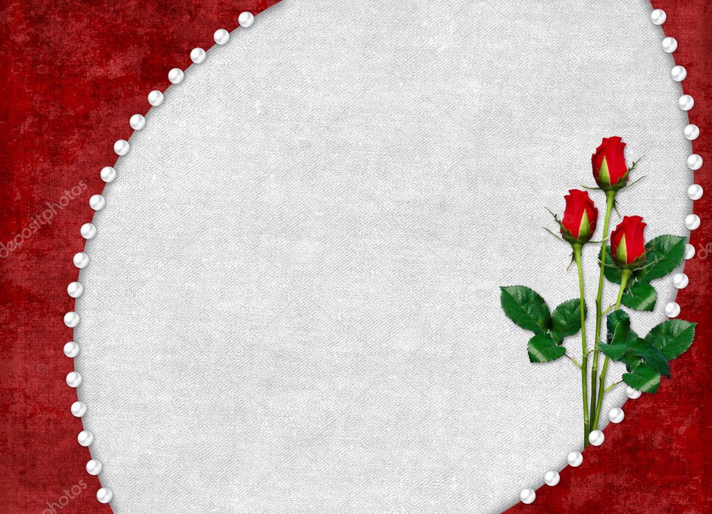 Card for the holiday with red rose