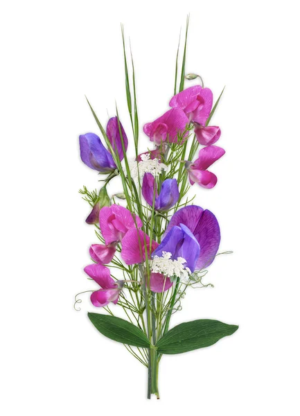 Bouquet with colorful summer flowers isolated — Stock Photo, Image