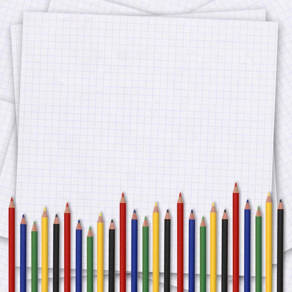 School card with paper and pencils — Stock Photo, Image