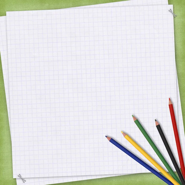 Schulausweis mit Papier und Bleistift — Stockfoto