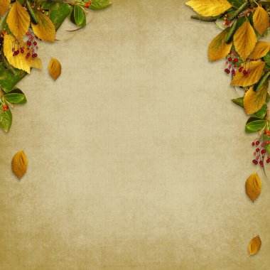 Card for the holiday with autumn leaves clipart