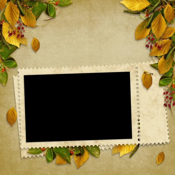 Kártya, az ünnep az őszi levelek — Stock Fotó