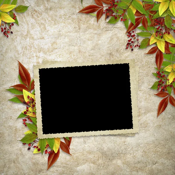 Karta pro dovolenou s podzimní listí — Stock fotografie
