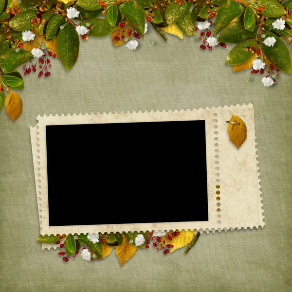 秋の休日カードを葉します。 — ストック写真