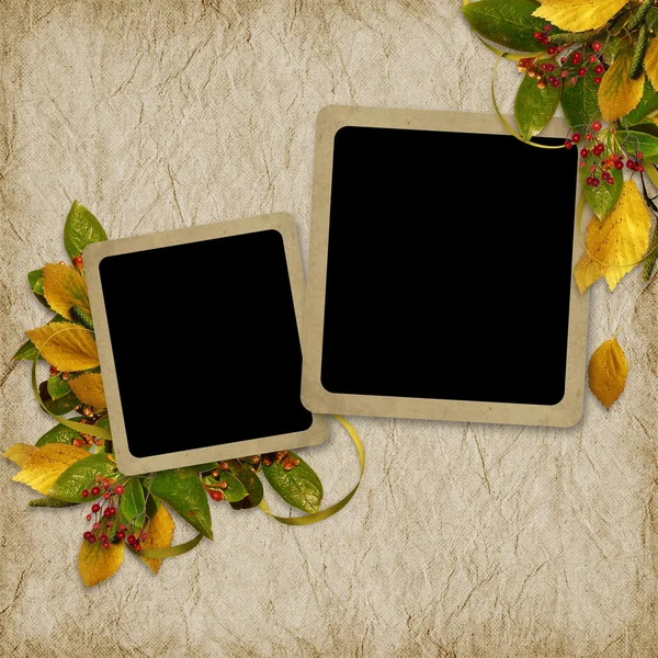 Tarjeta para las vacaciones con hojas de otoño —  Fotos de Stock