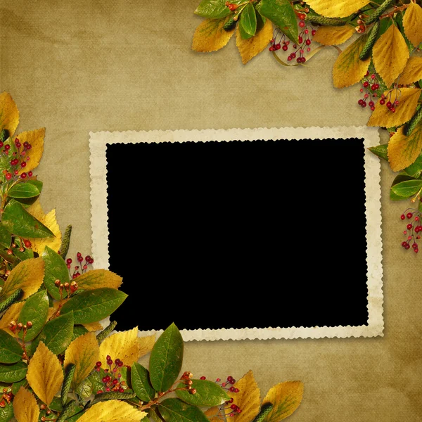 Karta pro dovolenou s podzimní listí — Stock fotografie