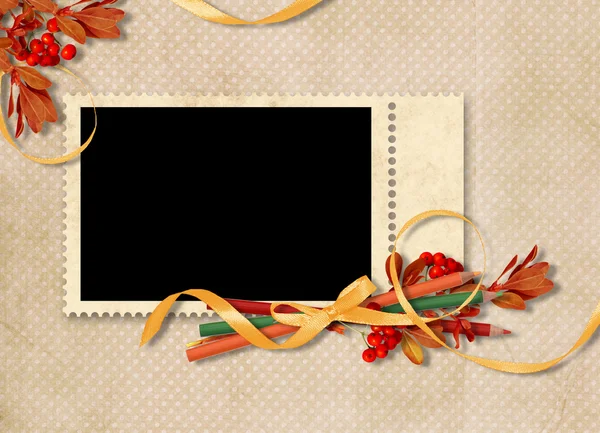 Cartão para as férias com folhas de outono — Fotografia de Stock