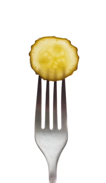 Augurk op een vork — Stockfoto