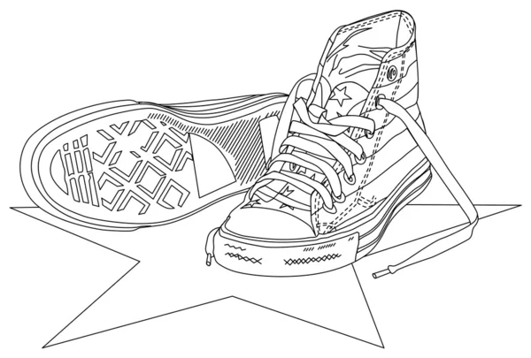 Sneakers _ lineart — стоковый вектор