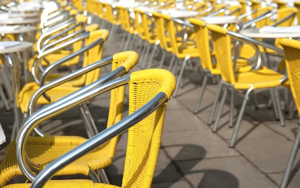 Stock image Yellow cafe chairs in San Marco Piazza