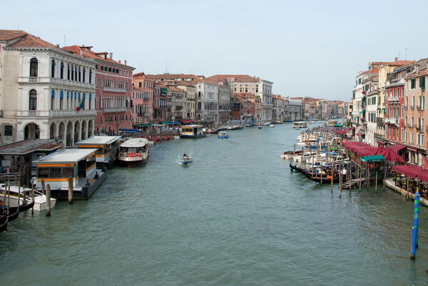 Grand Canal in Venice with various boats