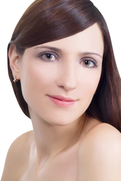 Portret piękne brunetki nago — Zdjęcie stockowe