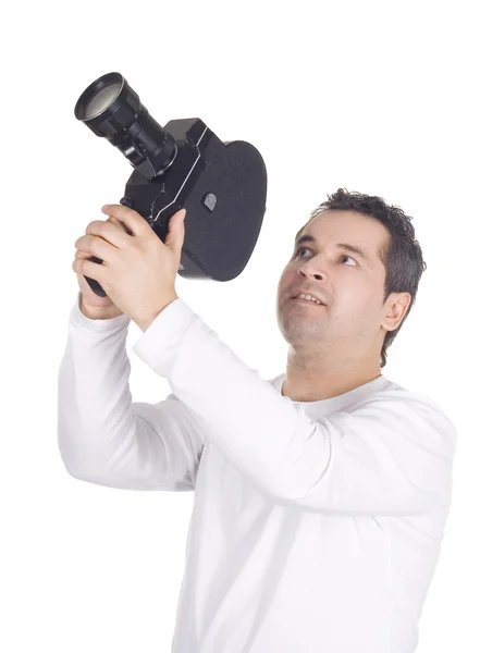 Cameraman isolé sur fond blanc — Photo