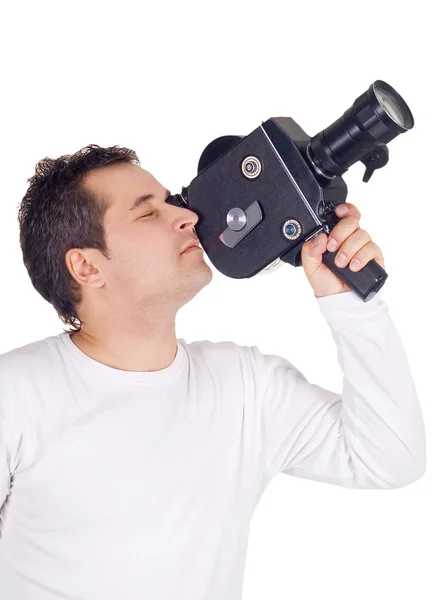 Cameraman isolado no fundo branco — Fotografia de Stock
