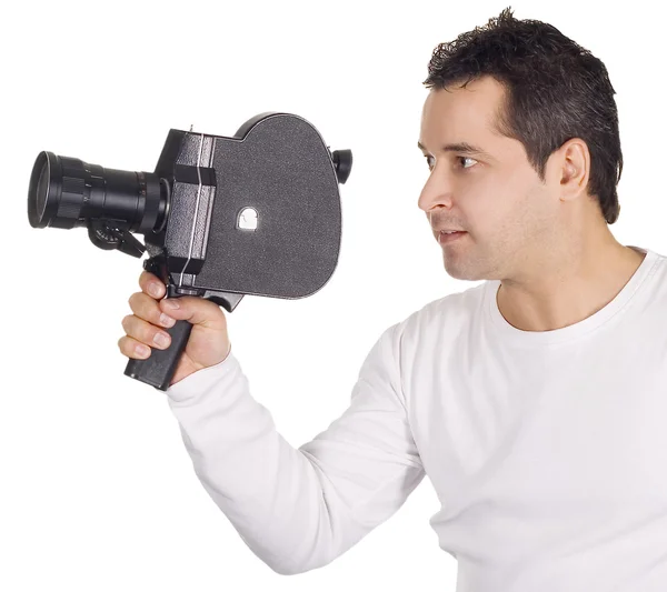 Cameraman isolado em branco — Fotografia de Stock