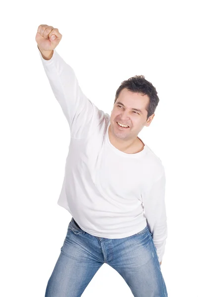 Angry man screaming isolated over white — Stock Photo, Image