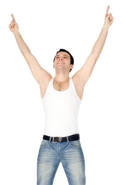 Portret van een enthousiast man genieten van succes — Stockfoto