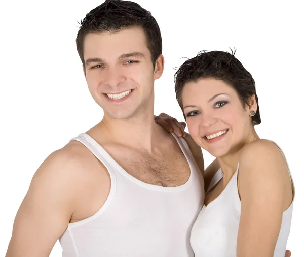 Foto luminosa di una giovane coppia sorridente — Foto Stock