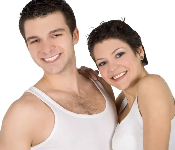 Foto luminosa di una giovane coppia sorridente — Foto Stock