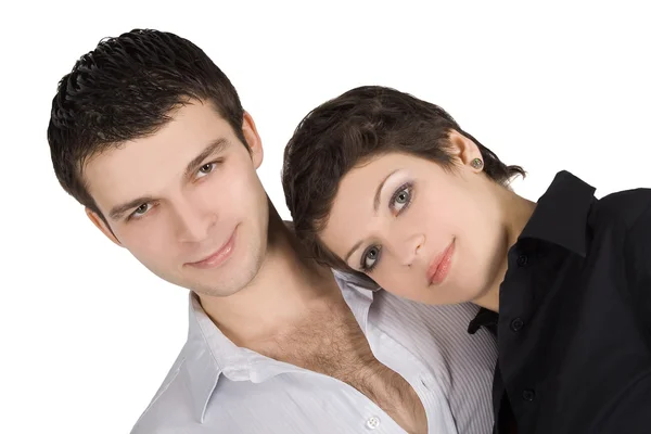 Helles Bild eines lächelnden jungen Paares — Stockfoto