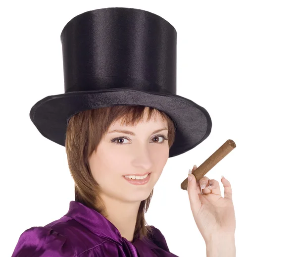 Piękne dziewczyny w top hat (cylindra) — Zdjęcie stockowe