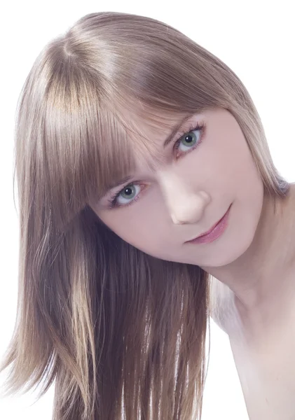 Retrato de una encantadora jovencita de ojos verdes —  Fotos de Stock