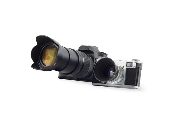 Fotocamera moderna e retrò — Foto Stock