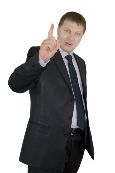 Businessman pointing at copyspace — Stock Photo, Image