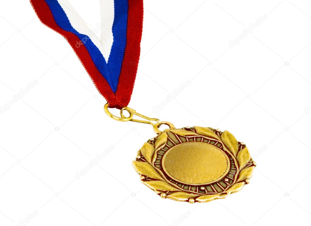 Gold medal with ribbon