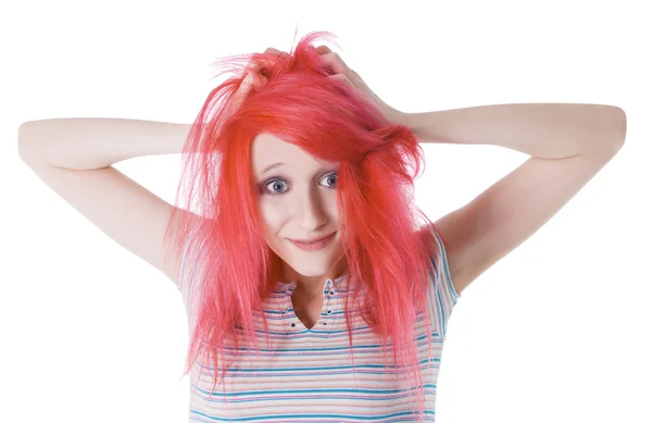 Kızıl saçlı sürpriz neşeli kız — Stok fotoğraf