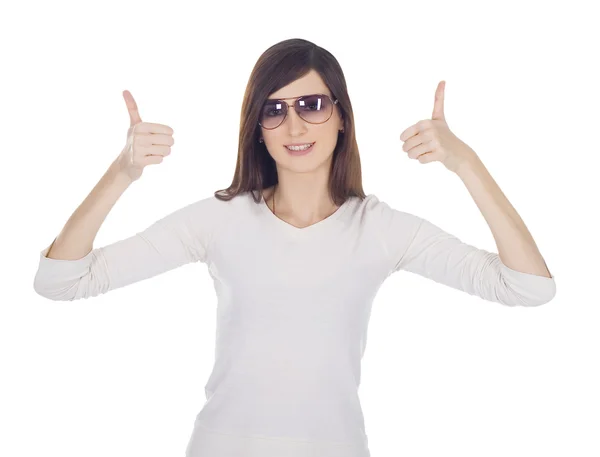 Lovely woman with thumbs up — Stock Photo, Image