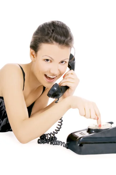 Joven chica seductora llamando por teléfono —  Fotos de Stock