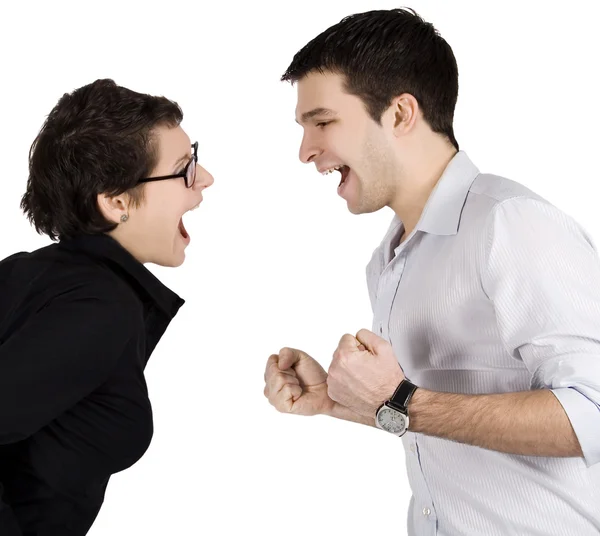 Casal irritado gritando uns com os outros . — Fotografia de Stock