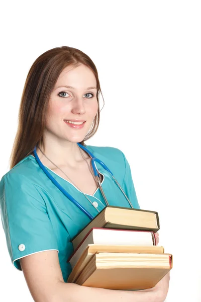 Portrait of doctor with books — Stock Photo, Image