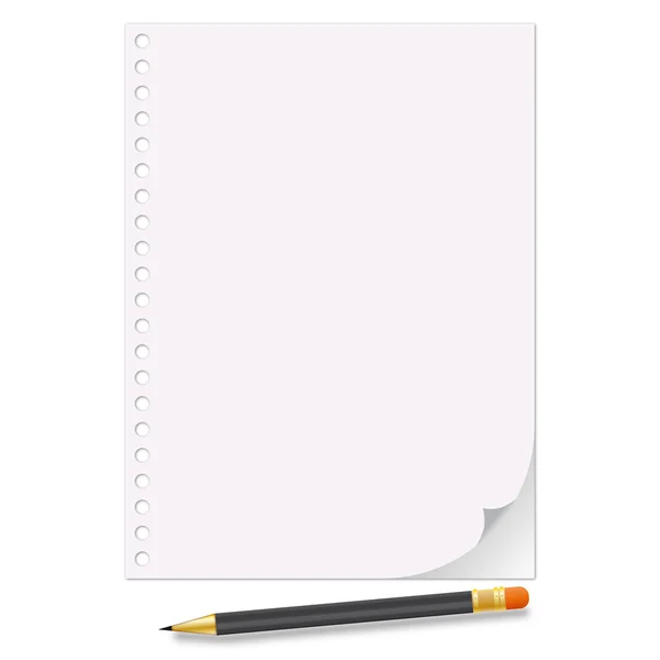Leeres Blatt Papier aus einem Notizbuch — Stockvektor