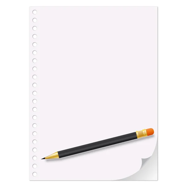 Hoja de papel vacía de un cuaderno — Vector de stock