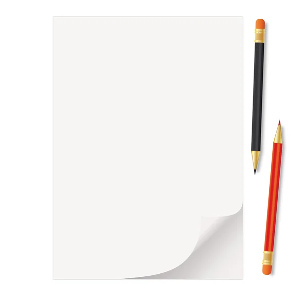 La feuille vide de papier et quelques fournitures de bureau — Image vectorielle