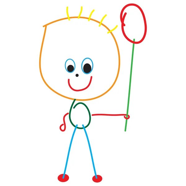 Petite fille avec un ballon d'air — Image vectorielle