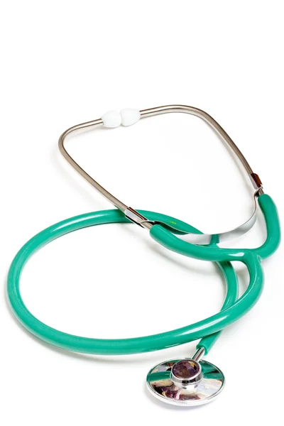 Zelený stetoskop — Stock fotografie